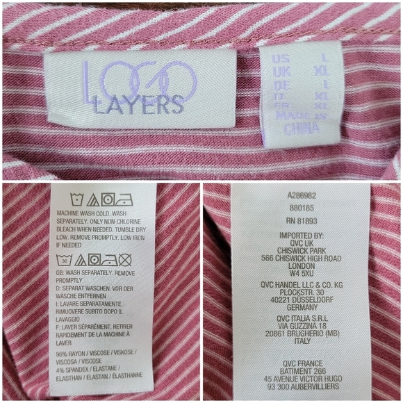LOGO Layers Lori Goldstein Size L Cadet Pink Striped Camisole w/ Asymmetric Hem - Picture 6 of 8